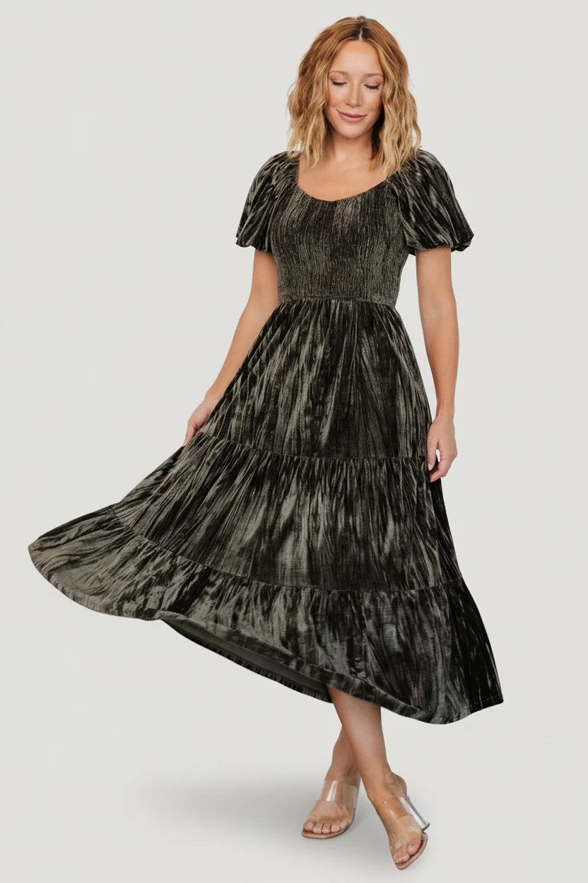 Colleen Velvet Maxi Dress | Olive