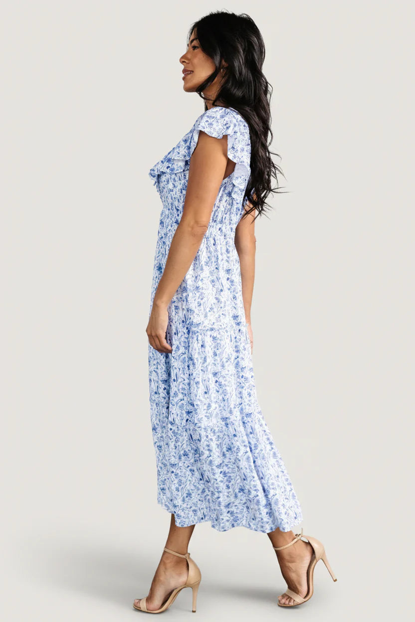 Crete Midi Dress | Blue + White