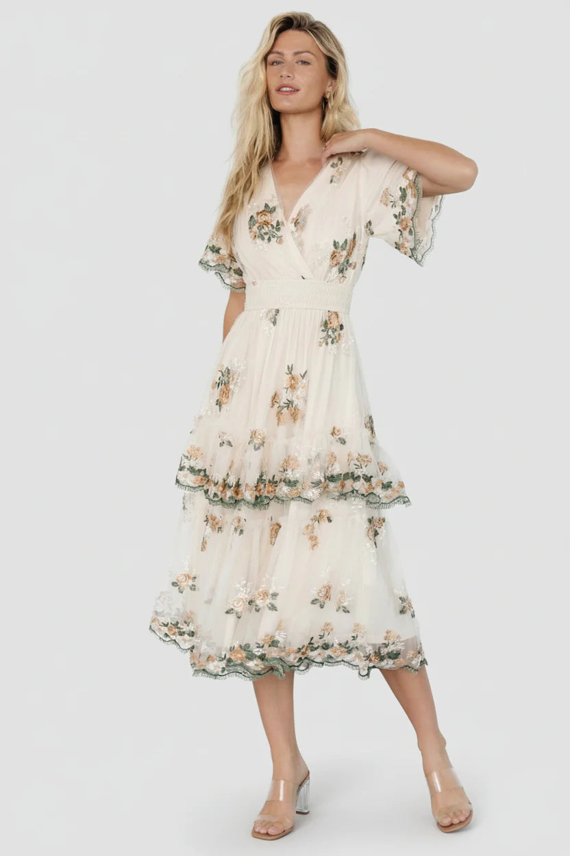 Cynthia Midi Dress | Cream Floral