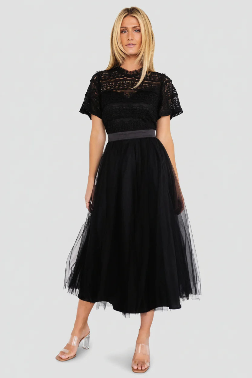 Darcy Tulle Midi Dress | Black