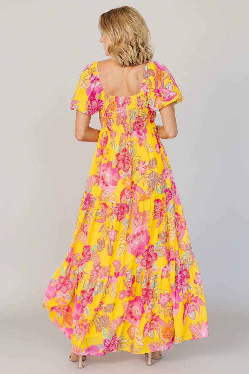 Darla Maxi Dress | Yellow + Pink Floral