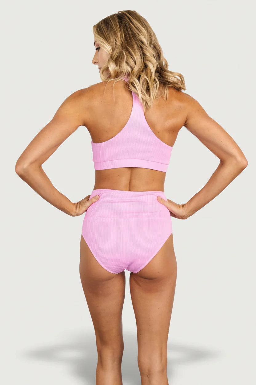 Del Mar Ribbed Bikini Bottom | Pink