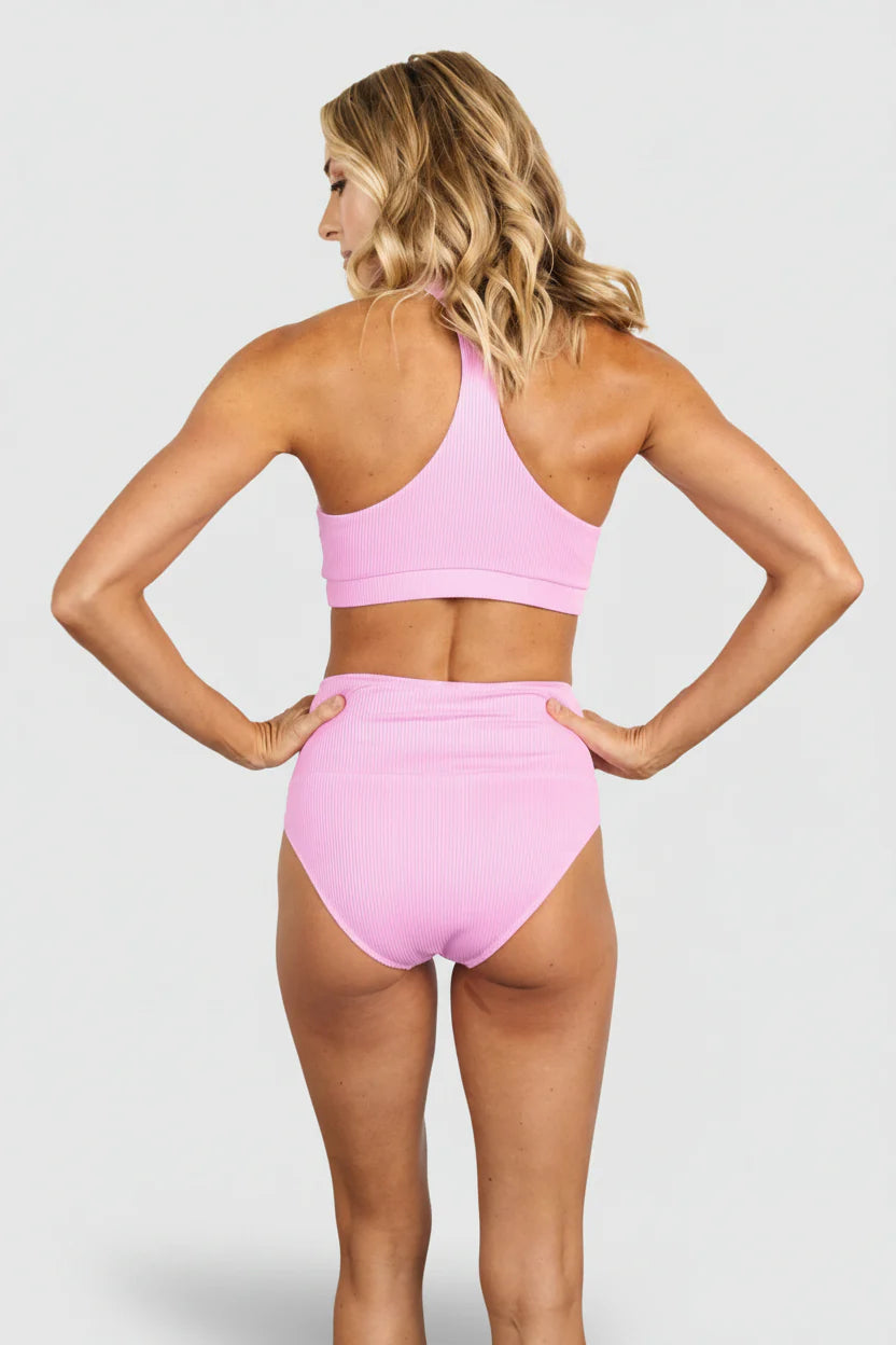 Del Mar Ribbed Bikini Top | Pink