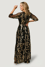Destiny Sequin Maxi Dress | Black + Gold