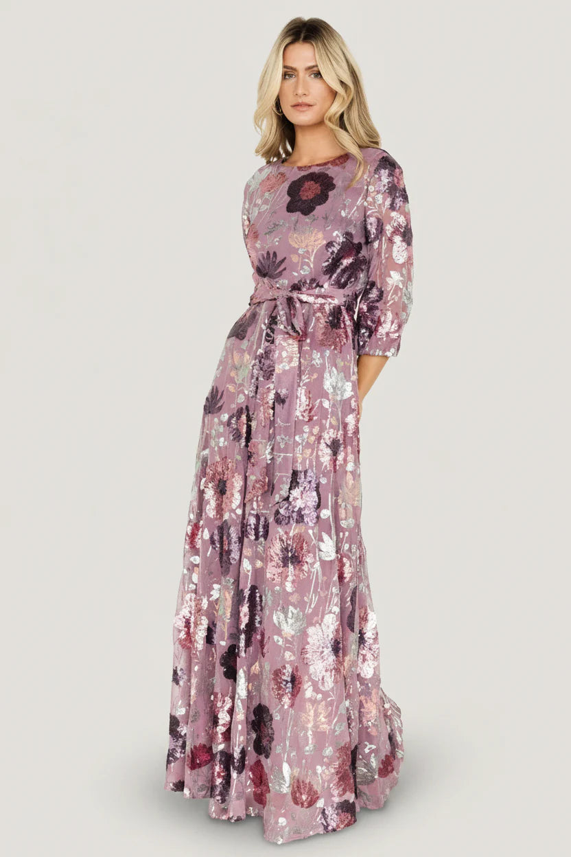 Destiny Sequin Maxi Dress | Lilac Floral
