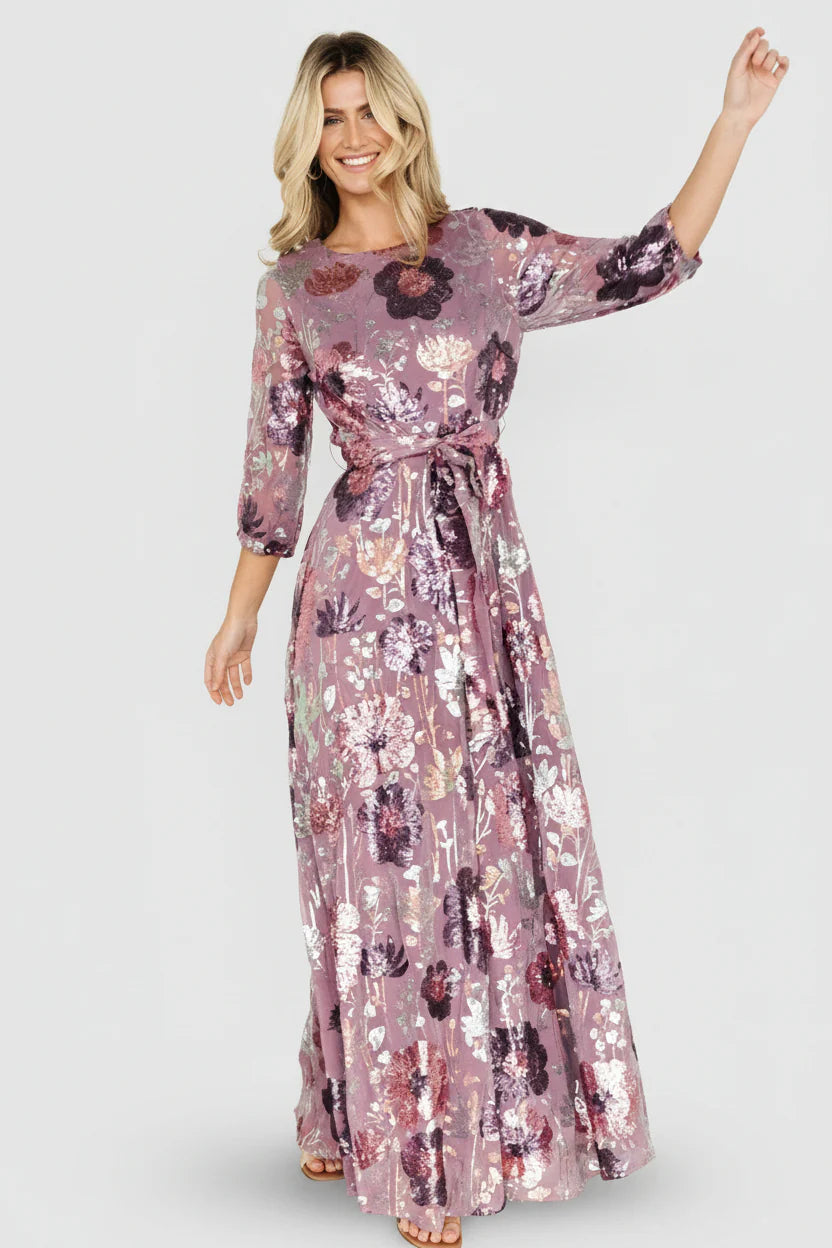 Destiny Sequin Maxi Dress | Lilac Floral