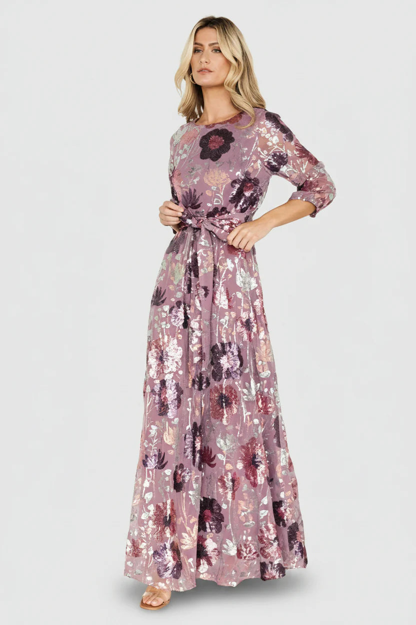 Destiny Sequin Maxi Dress | Lilac Floral
