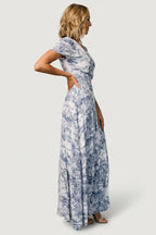 Dulce Wrap Maxi Dress | White + Blue Print