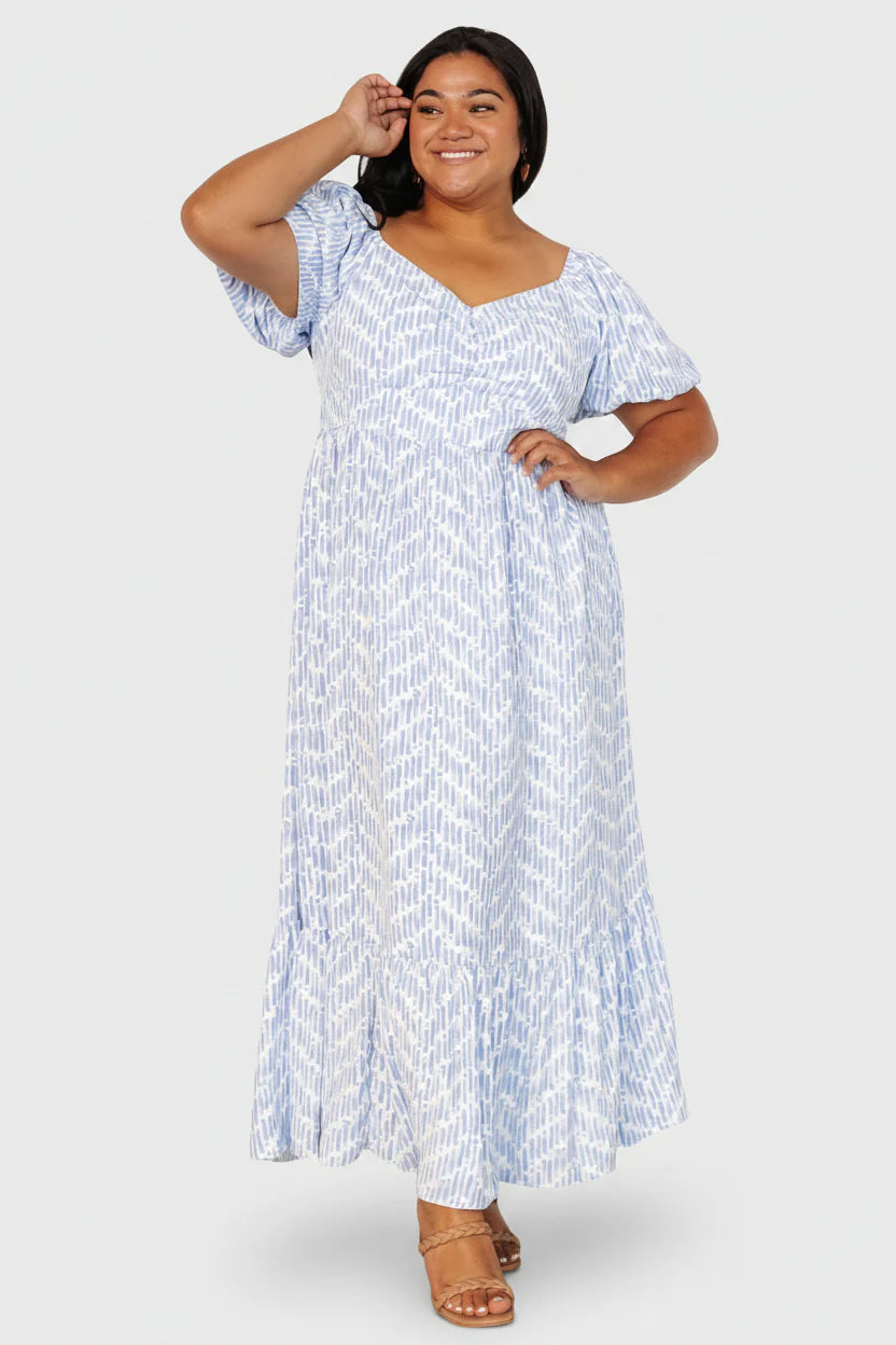 Durban Maxi Dress | Dusty Blue Print