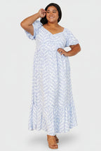 Durban Maxi Dress | Dusty Blue Print