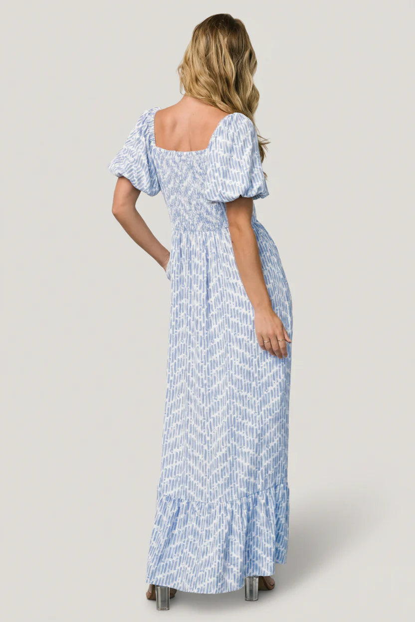 Durban Maxi Dress | Dusty Blue Print