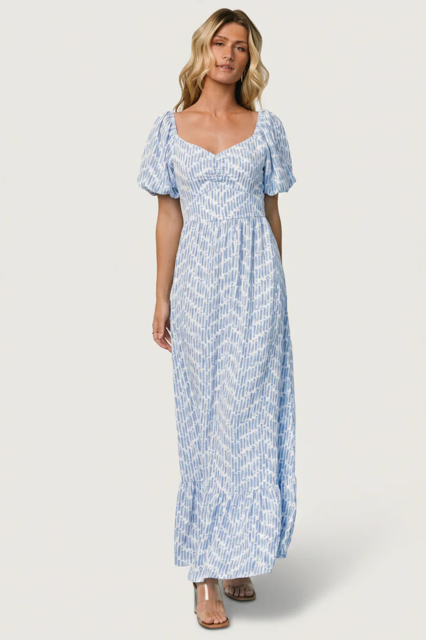 Durban Maxi Dress | Dusty Blue Print