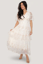 Eleanor Embroidered Midi Dress | Cream Floral