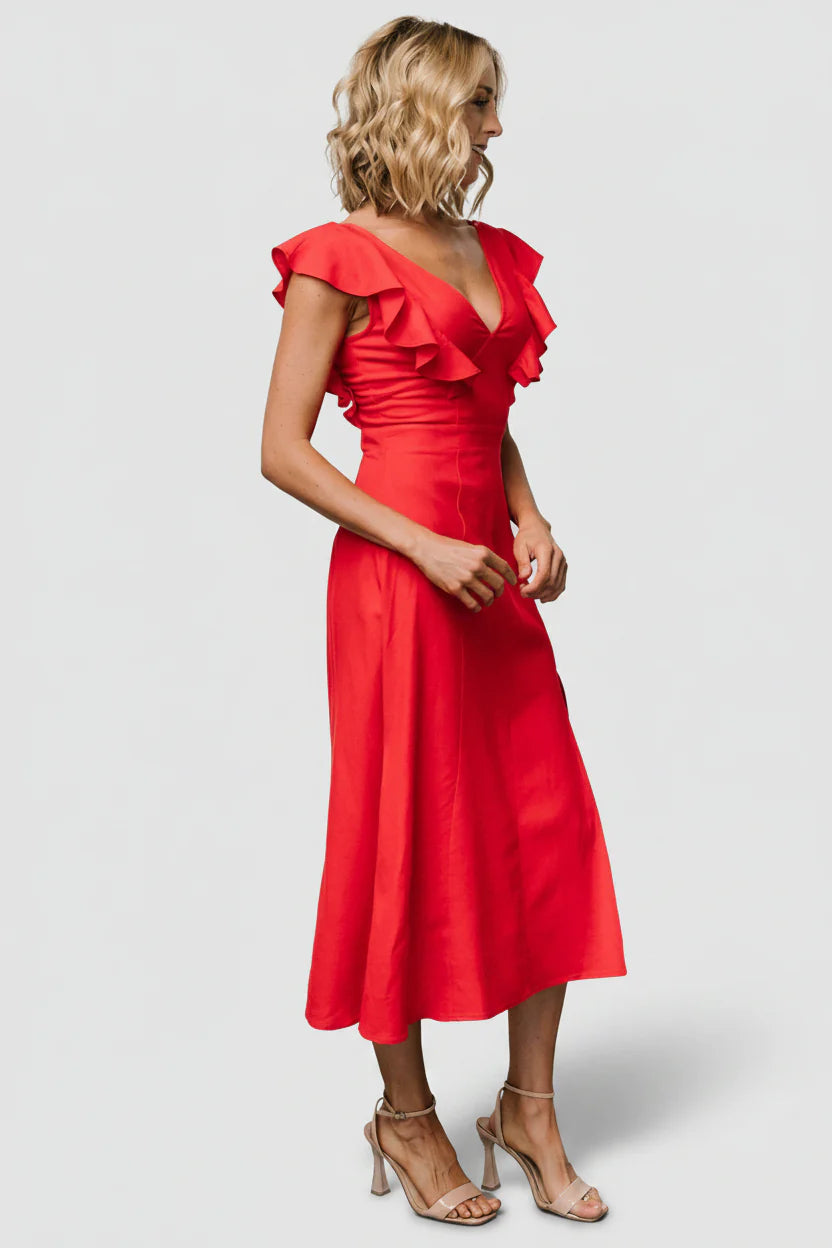 Elena Midi Dress | Red