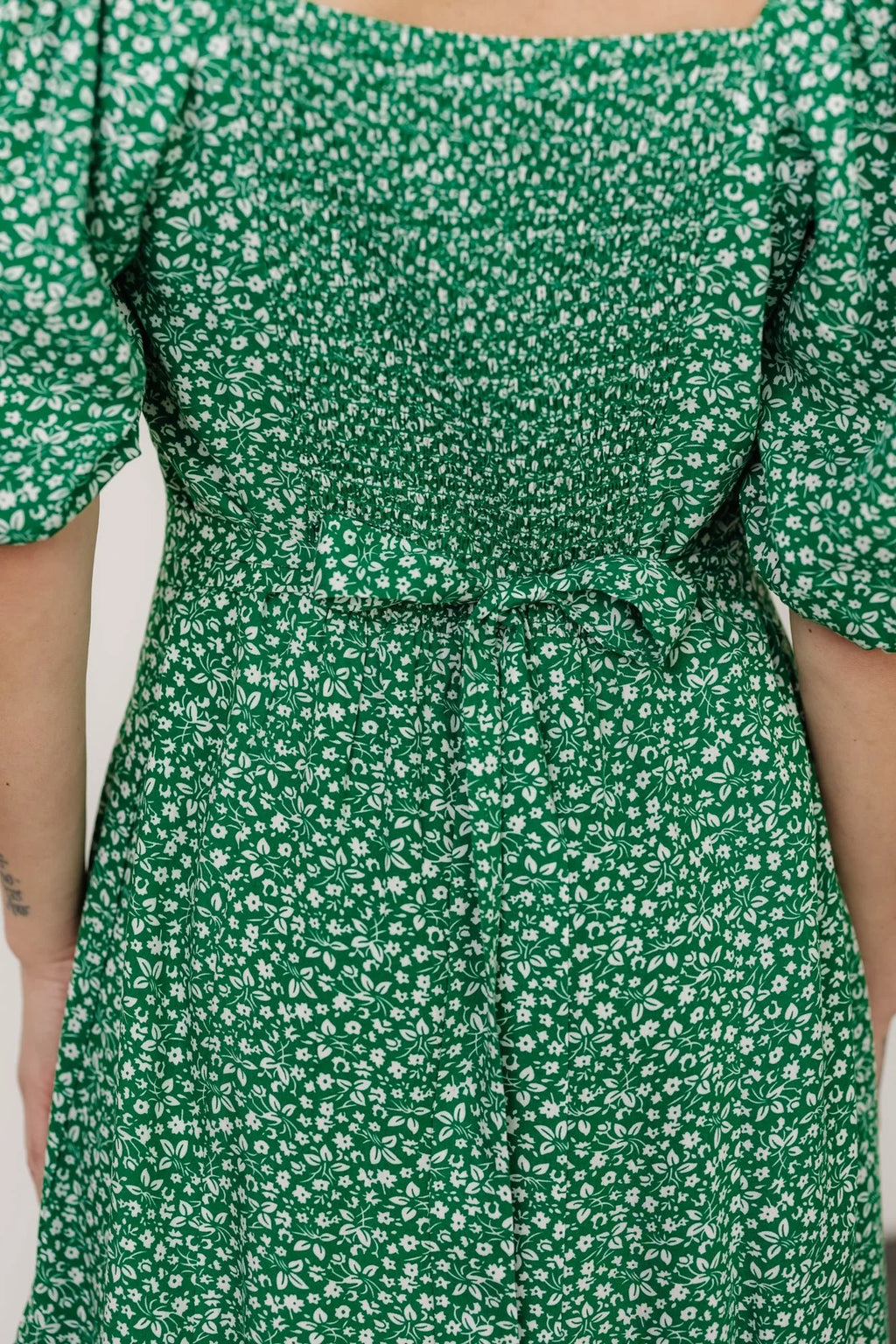 Elisabeth Button Dress | Green Floral