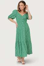Elisabeth Button Dress | Green Floral
