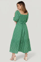 Elisabeth Button Dress | Green Floral