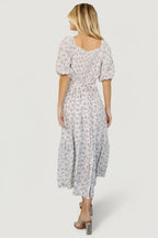 Elisabeth Button Dress | Off White + Blue Floral