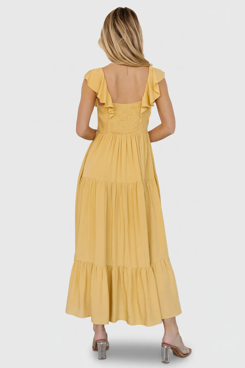 Ellie Ruffle Top Dress | Golden Yellow