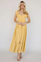 Ellie Ruffle Top Dress | Golden Yellow