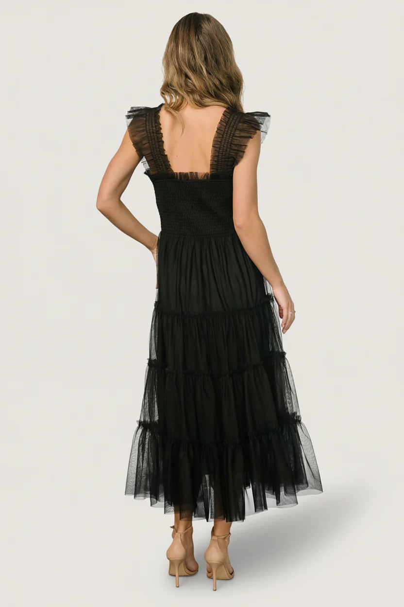 Emma Smocked Tulle Dress | Black