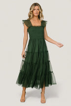Emma Smocked Tulle Dress | Green