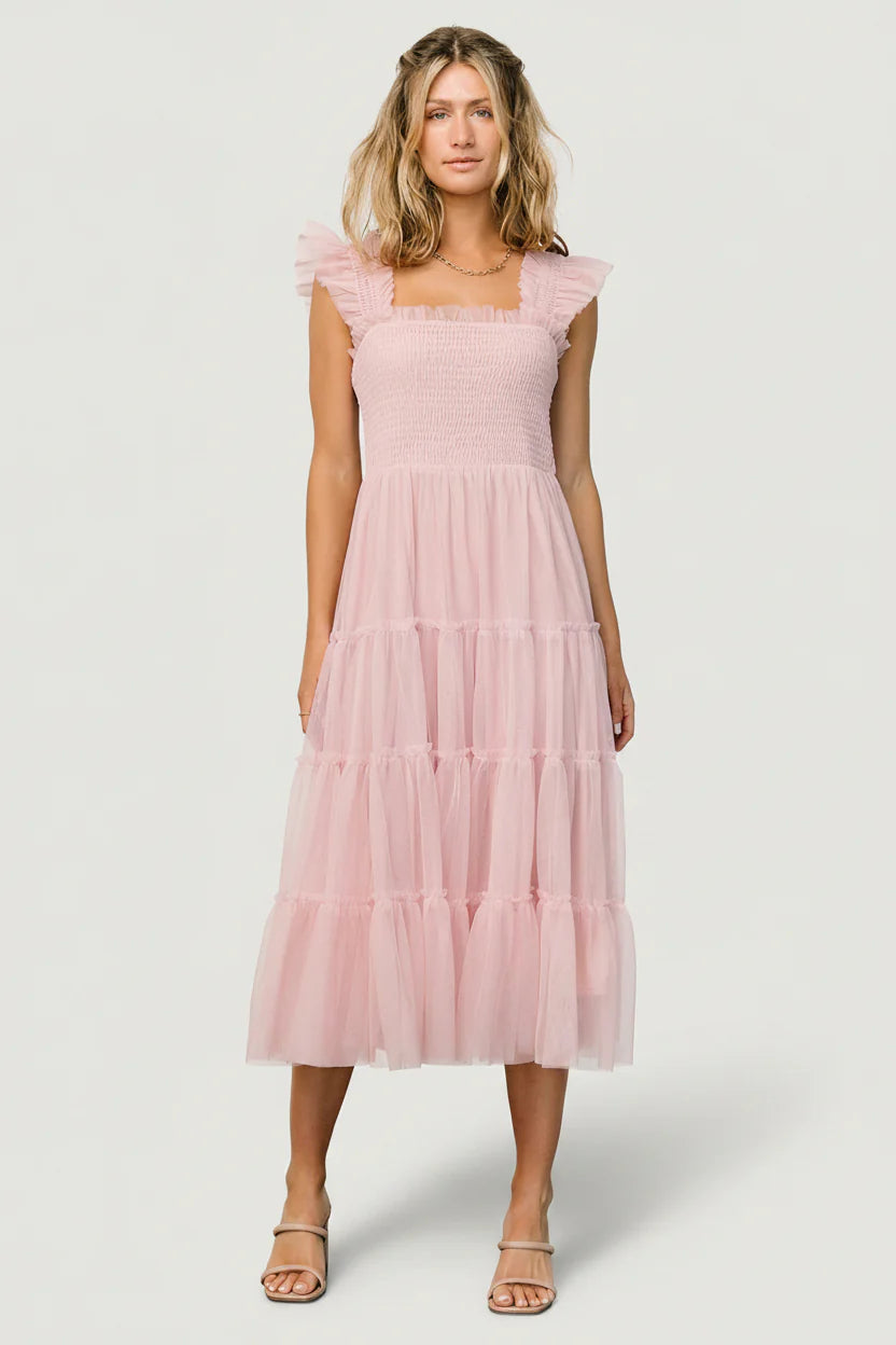 Emma Smocked Tulle Dress | Mauve