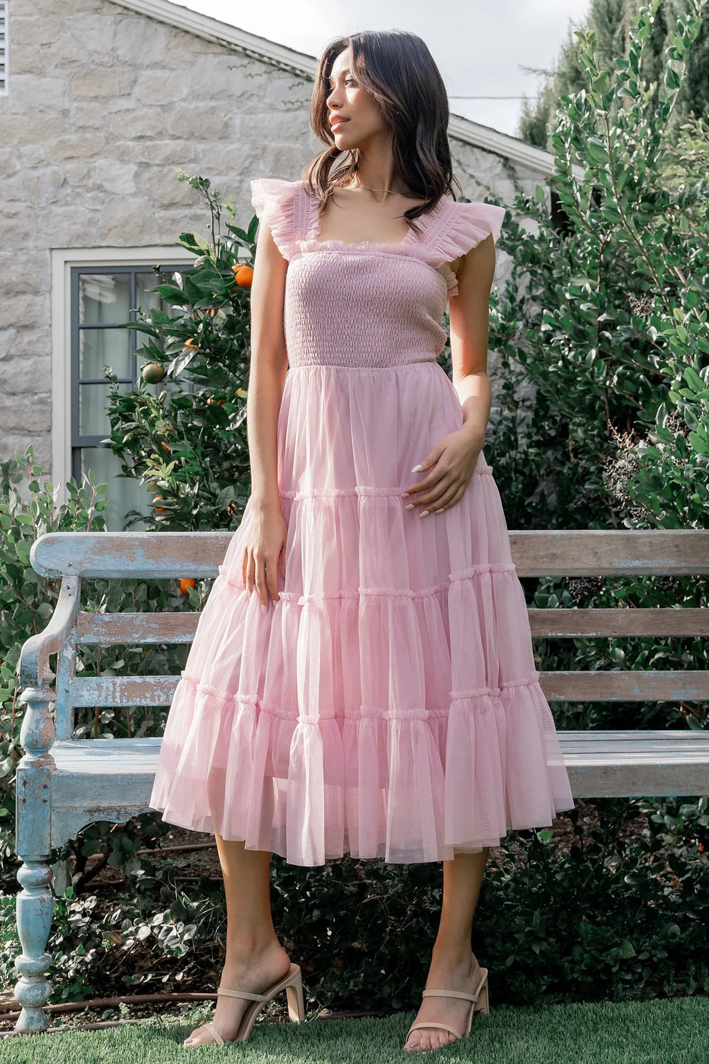 Emma Smocked Tulle Dress | Mauve
