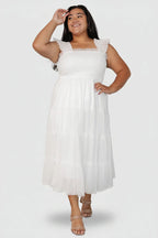 Emma Smocked Tulle Dress | Off White