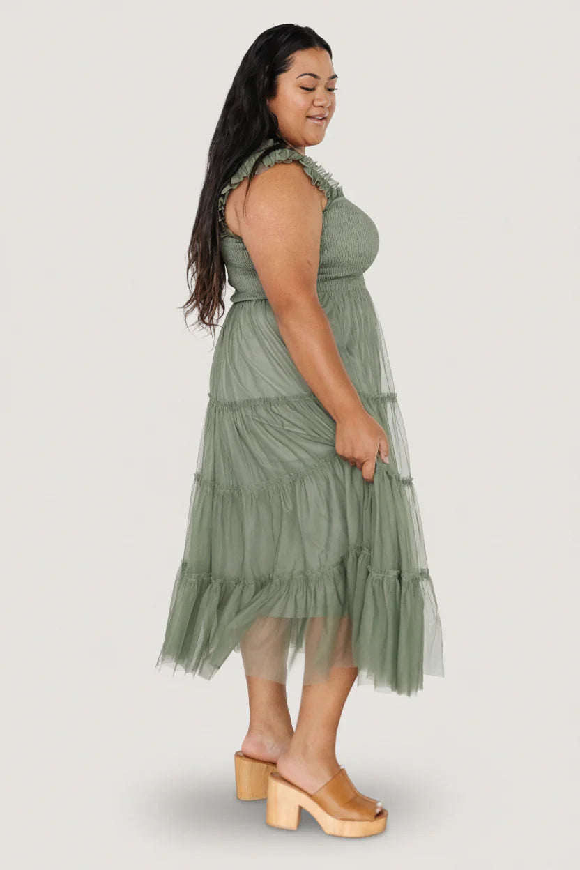 Emma Smocked Tulle Dress | Sage