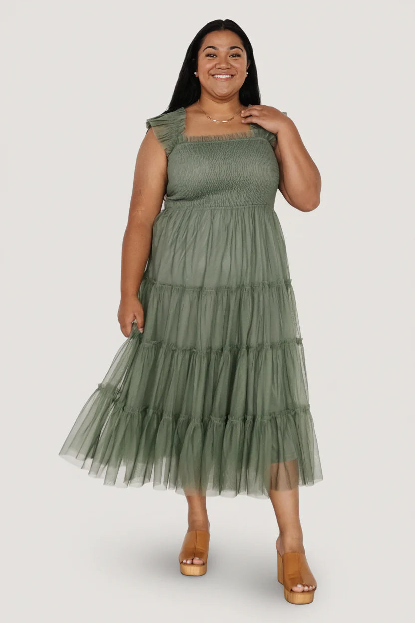 Emma Smocked Tulle Dress | Sage