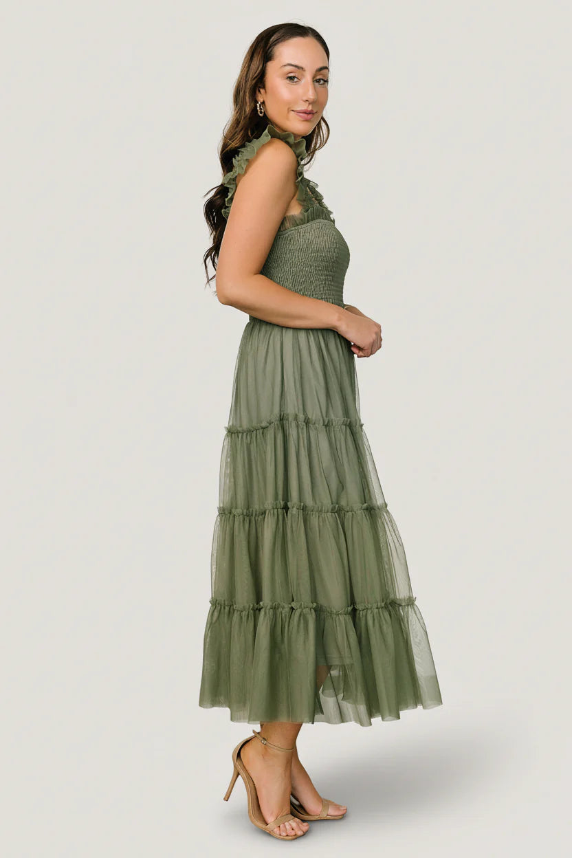 Emma Smocked Tulle Dress | Sage