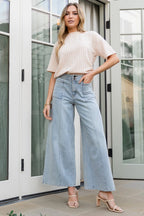 Emmi Mid Rise Wide Leg Jeans | Light Wash