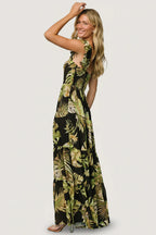 Encinitas Maxi Dress | Tropical Green + Black
