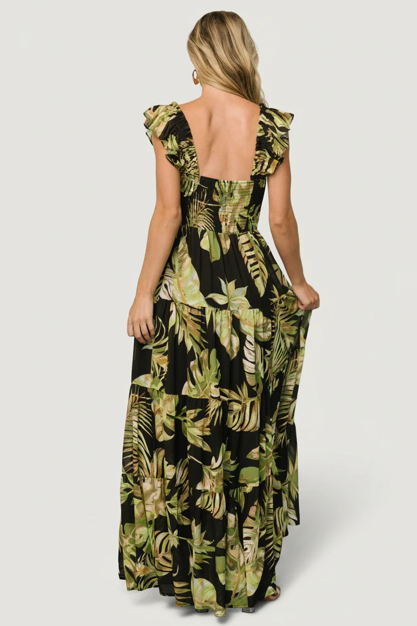 Encinitas Maxi Dress | Tropical Green + Black