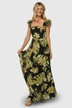Encinitas Maxi Dress | Tropical Green + Black