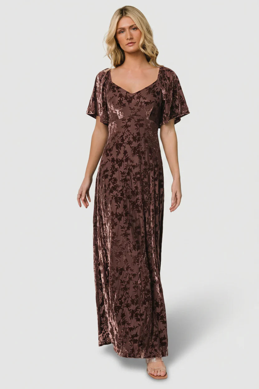 Everley Velvet Maxi Dress | Espresso