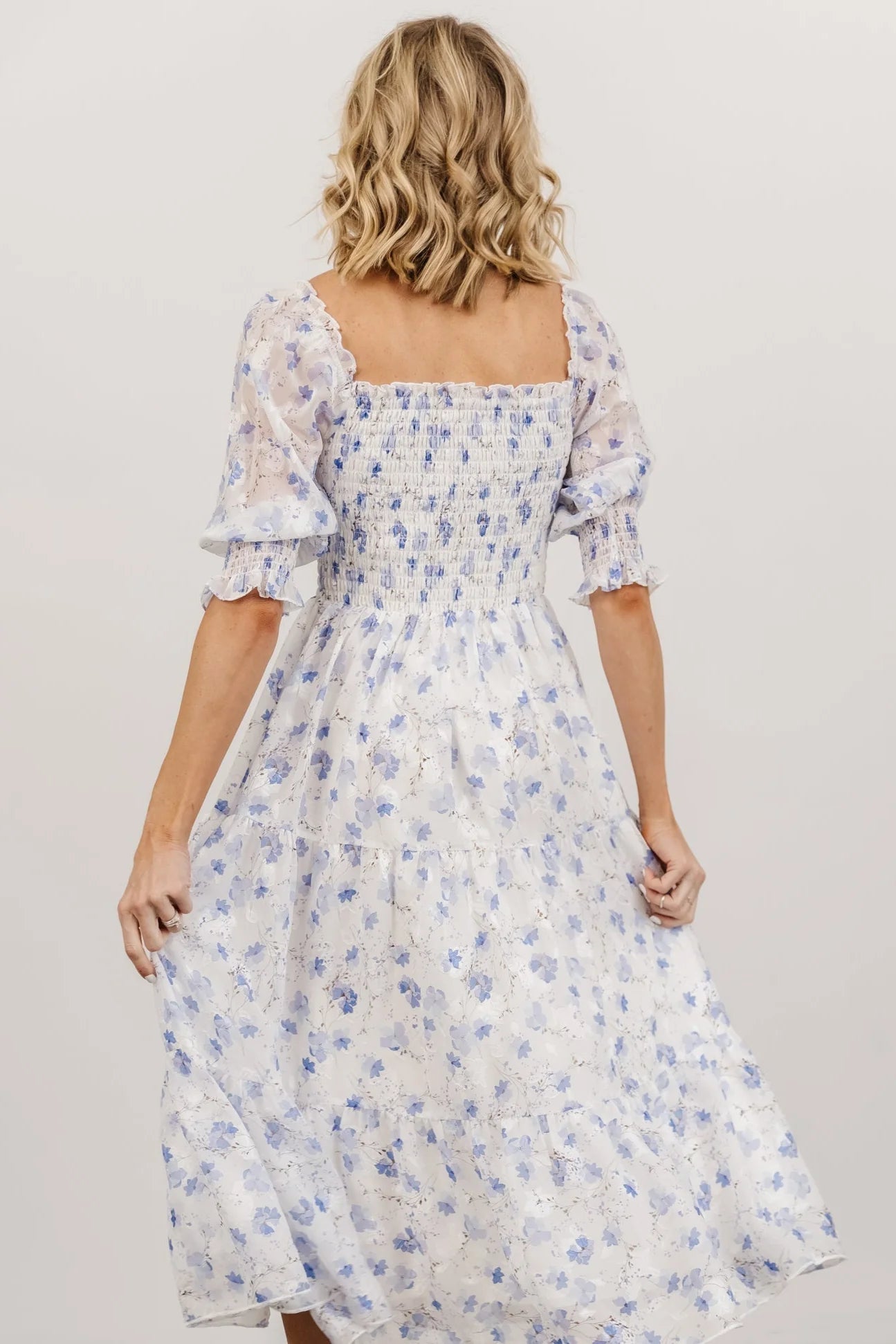 Fabian Jacquard Midi Dress | Blue Floral