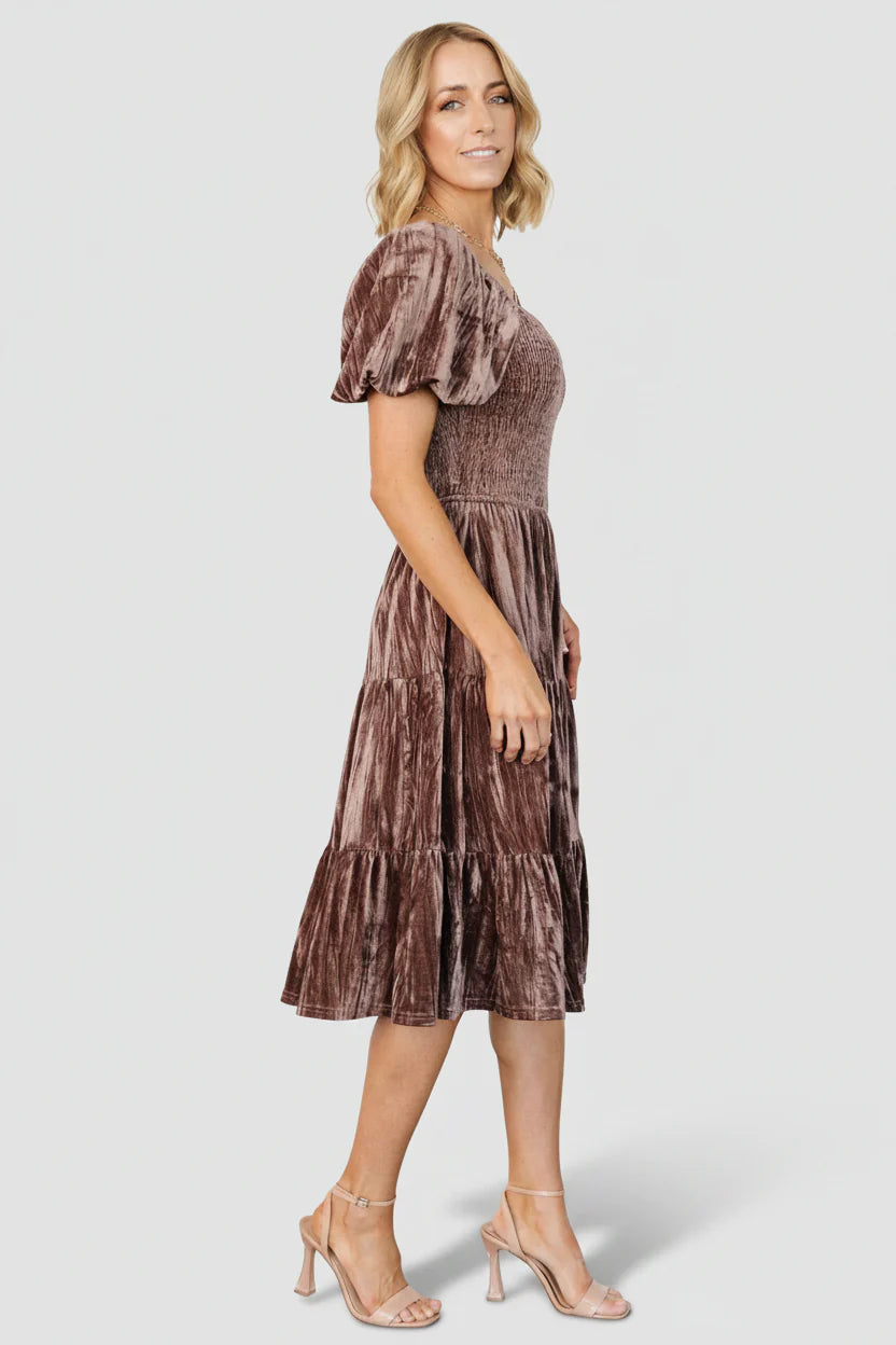 Fay Velvet Midi Dress | Cocoa