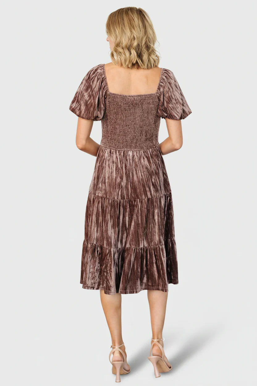 Fay Velvet Midi Dress | Cocoa