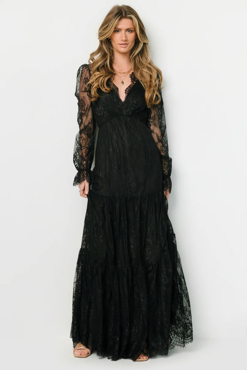 Gloria Lace Maxi Dress | Black