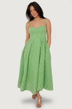 Gracelyn Embroidered Sweetheart Dress | Green Floral
