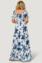 Hilaria Maxi Dress | White + Blue