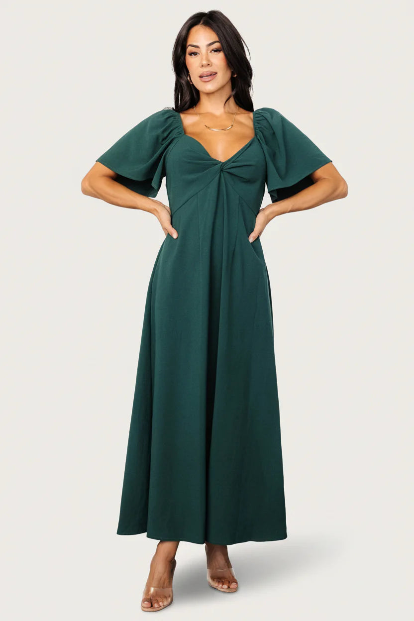 Indie Back Tie Dress | Dark Green