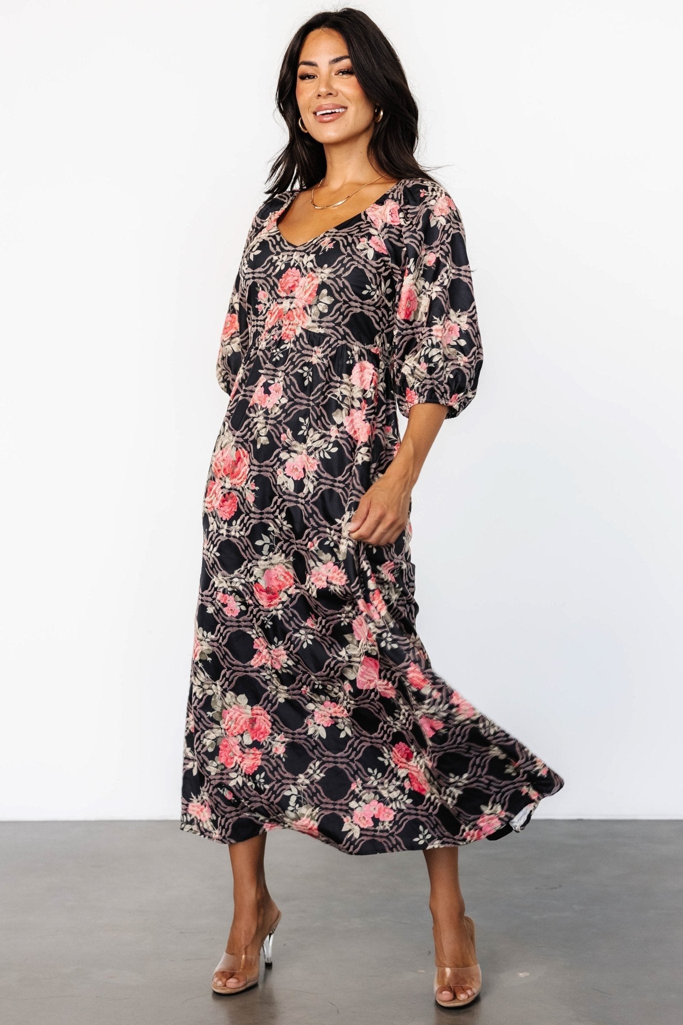 Ivanna Dress | Black + Pink