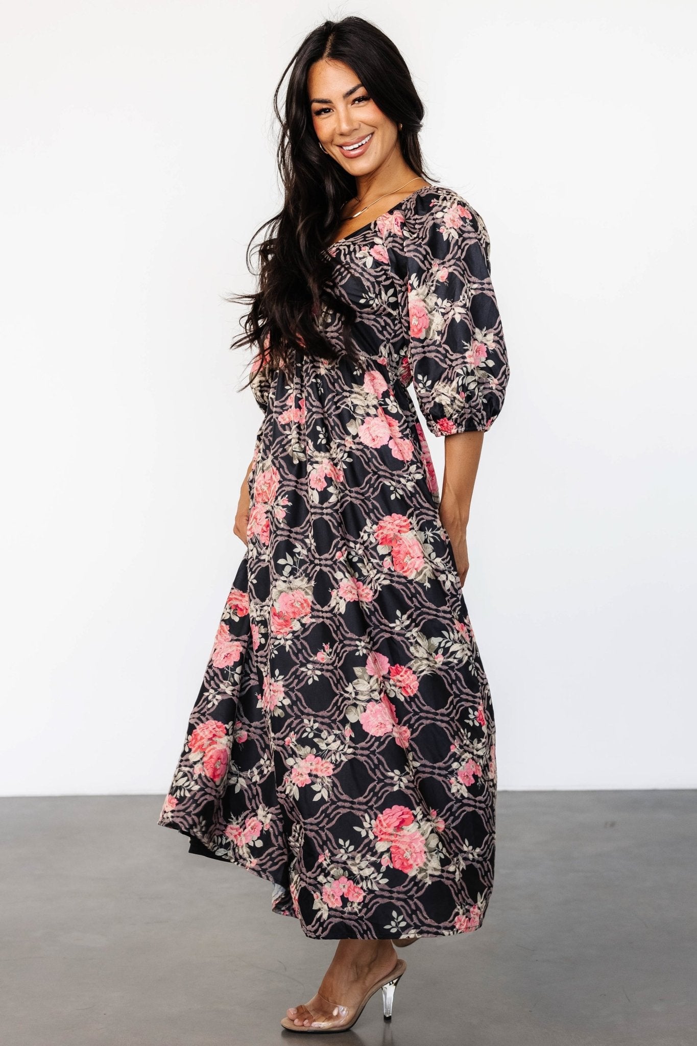 Ivanna Dress | Black + Pink