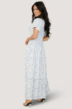 Joanie Smocked Dress | White + Blue Floral