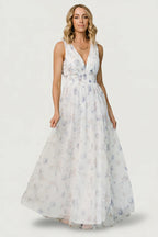 Kamila Tulle Maxi Dress | White Floral