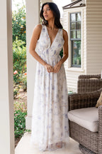 Kamila Tulle Maxi Dress | White Floral