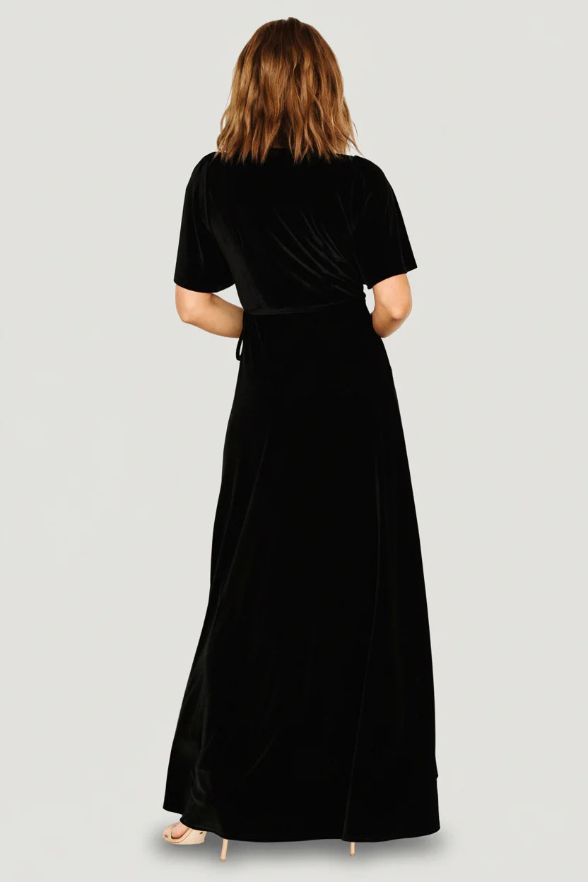Katelyn Velvet Maxi Wrap Dress | Black